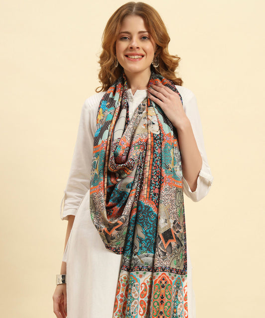 Kanidar- Mughal Darbar Multi Coloured Stole
