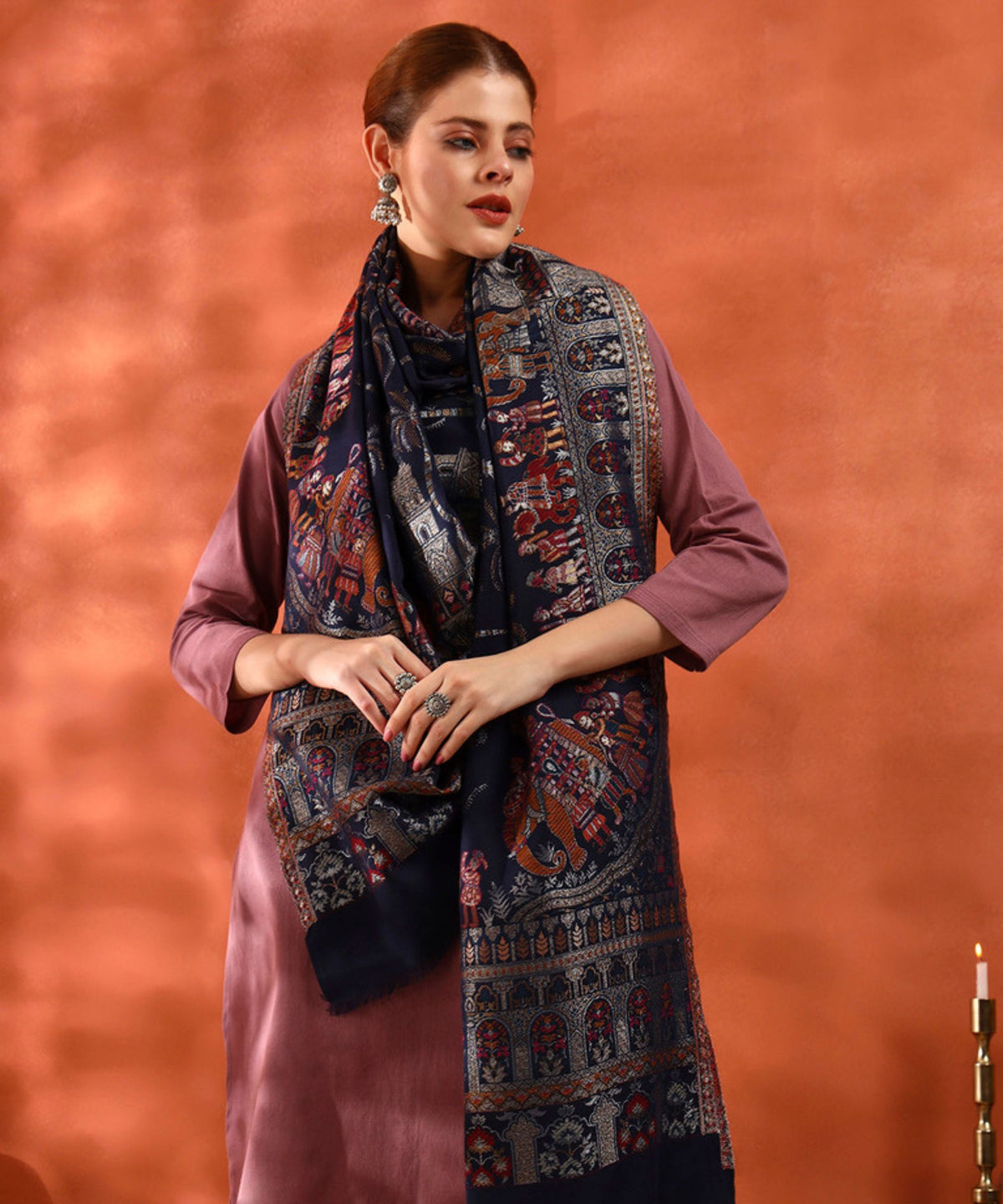 Kanidar - Women's Mughal Darbar, With Gold & Silver Ethnic Blend (Size: 100*200 cm)