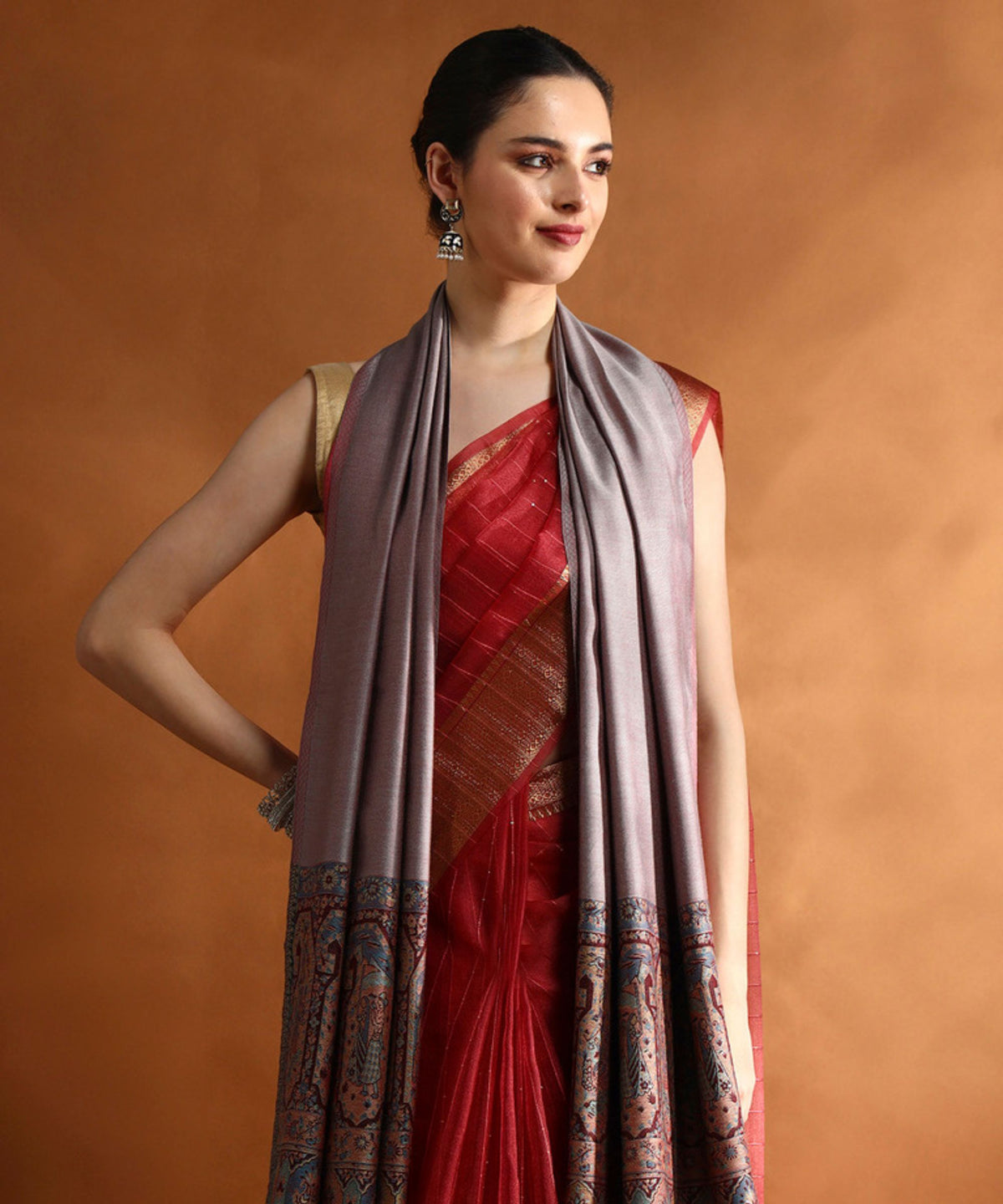 Kanidar- Women's  Silken Touch Reversible Paisely Palla Stole (70*195 cm)bSpecial Gifting Box Free