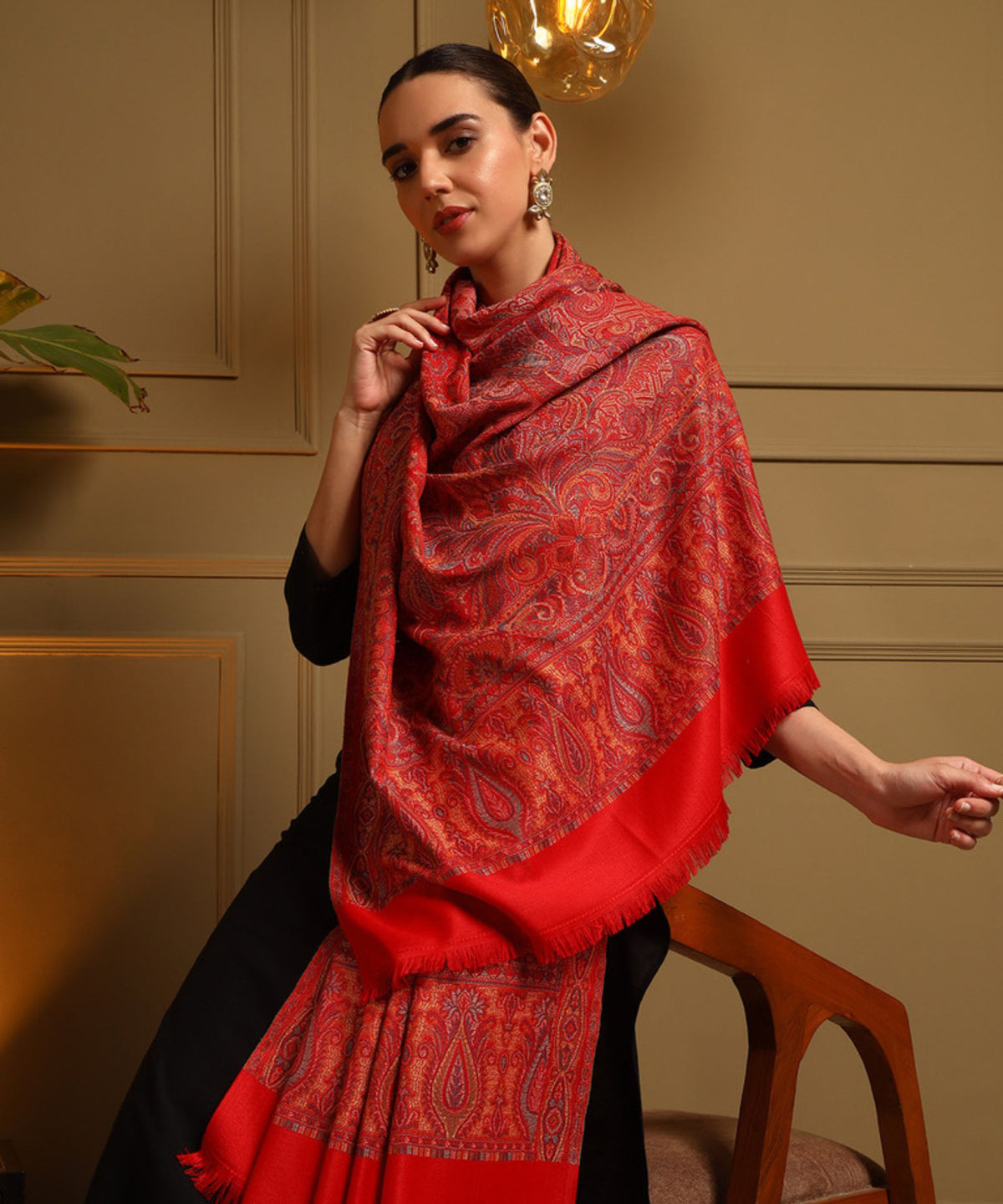 Kanidar- Women's Super Fine, Jacquard Faux Pashmina