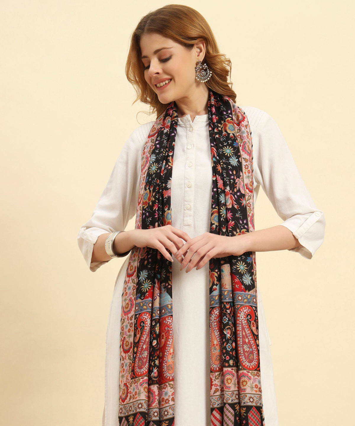 Kanidar- Floral Kashmiri Print Stole