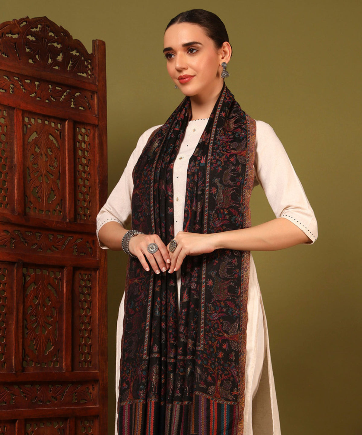 Kanidar- Women's Elegant Jungle Theme jall With Super Combination of Multi Pastels