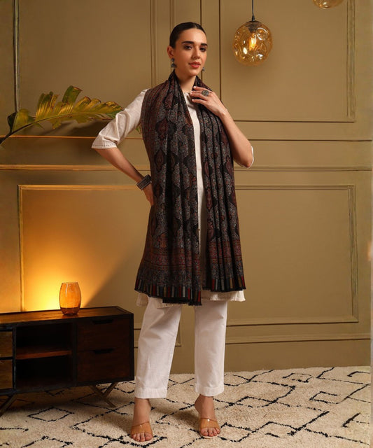 Kanidar- Super wool Kashmiri Kani Badami All Over Jamawar