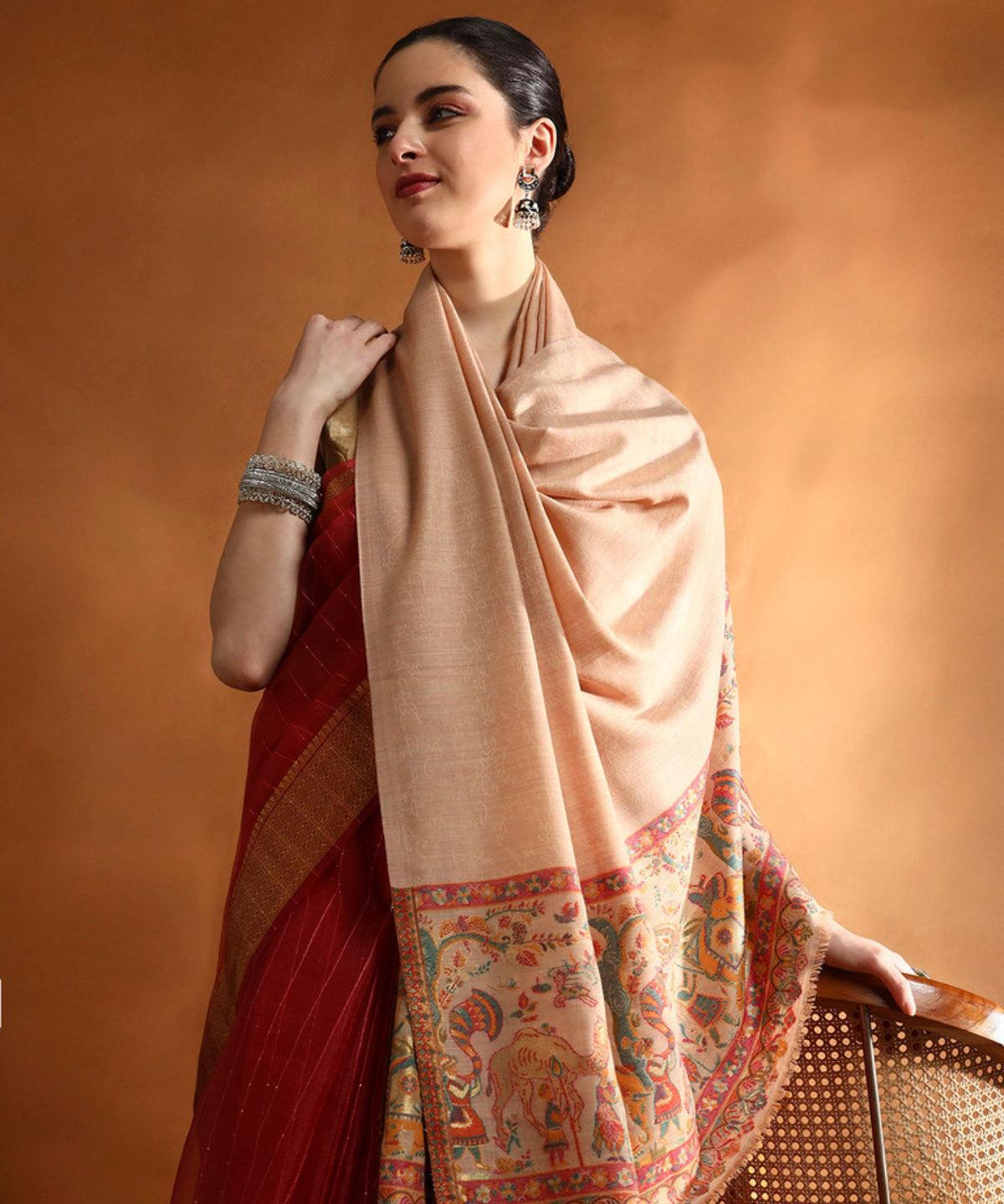 Kanidar- Women's Luxury Wool Maharaj Palla  (100*200 cm)