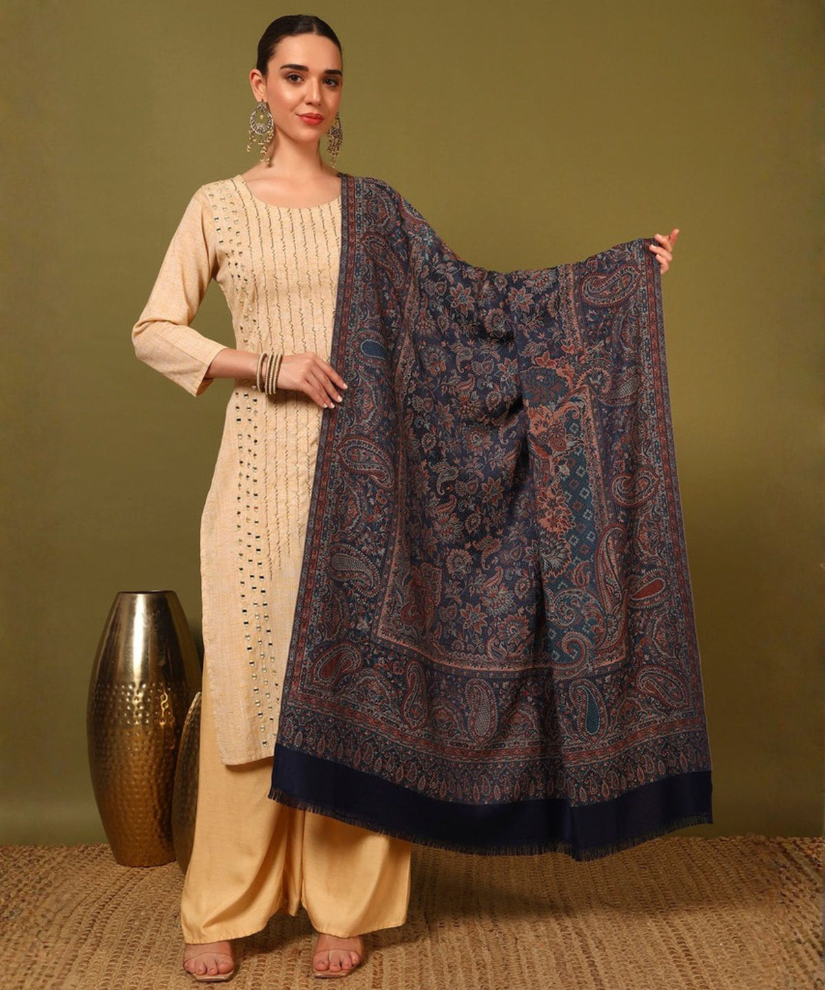 Kanidar- Women's Super Fine, Jacquard Faux Pashmina