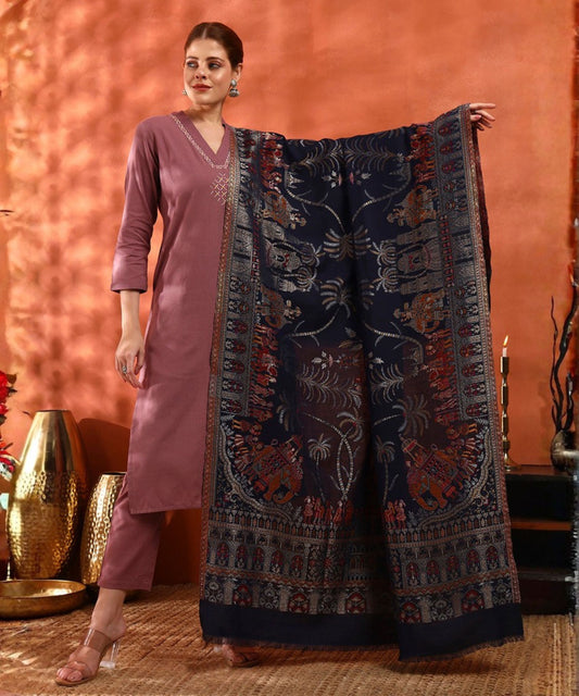 Kanidar - Women's Mughal Darbar, With Gold & Silver Ethnic Blend  (Size: 100*200 cm)