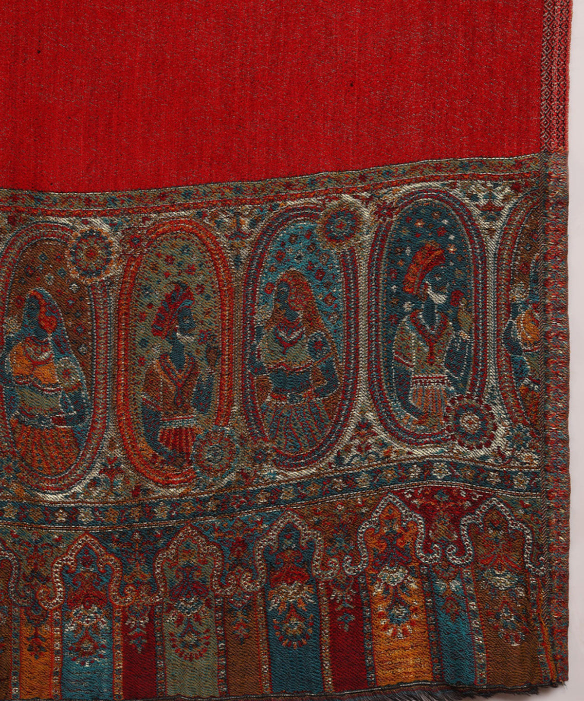 Kanidar- Rversible Mughal Palla Stole With one Side Shimmer and One side Wool