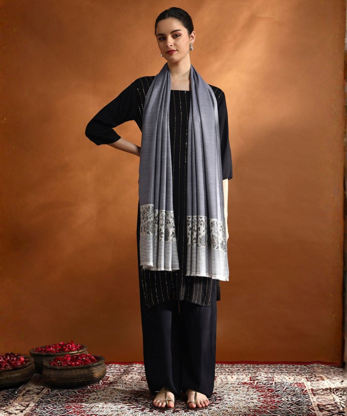 Kanidar- Women's silken Chinar Palla Shawl With Super Soft Feel (100*200 cm) (Add Box With Additional Cost)