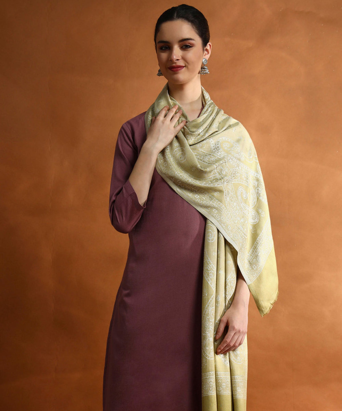 Kanidar- Women Big Paisely Soft Self Stole (68*200)