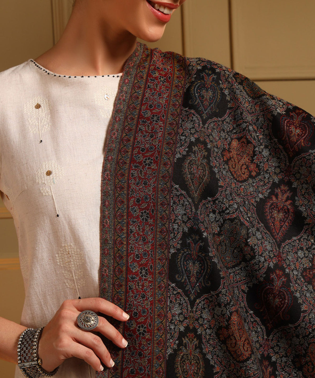 Kanidar- Super wool Kashmiri Kani Badami All Over Jamawar