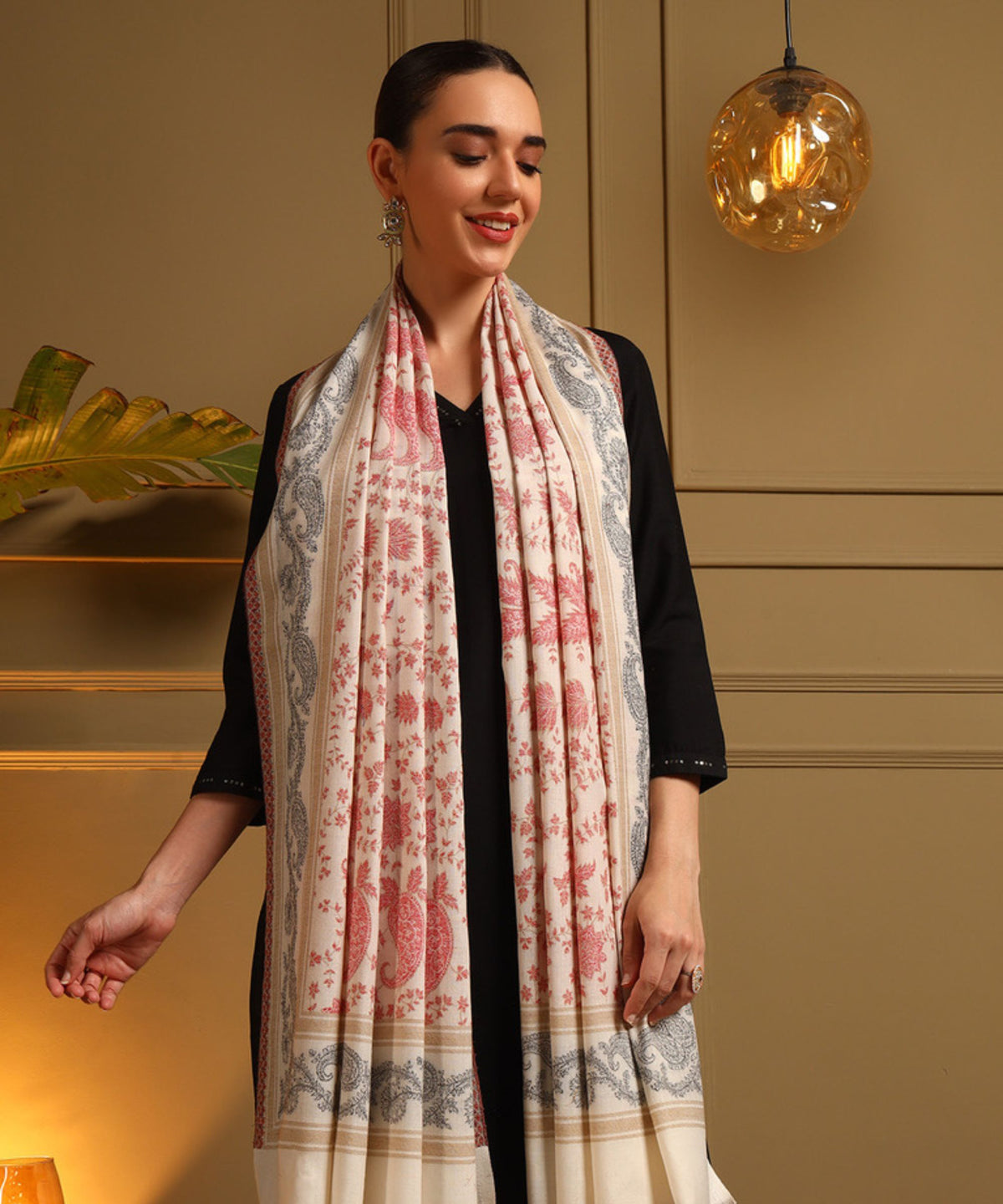 Kanidar- Kalamkari Weave Border With Contrast All Over Paisely Flower Jall