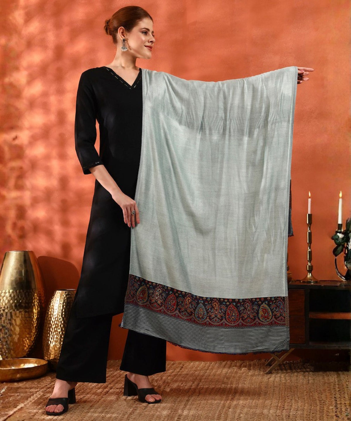 Kanidar- Women Silken Super Soft Reversible Palla Stole Special Gifting Box Free