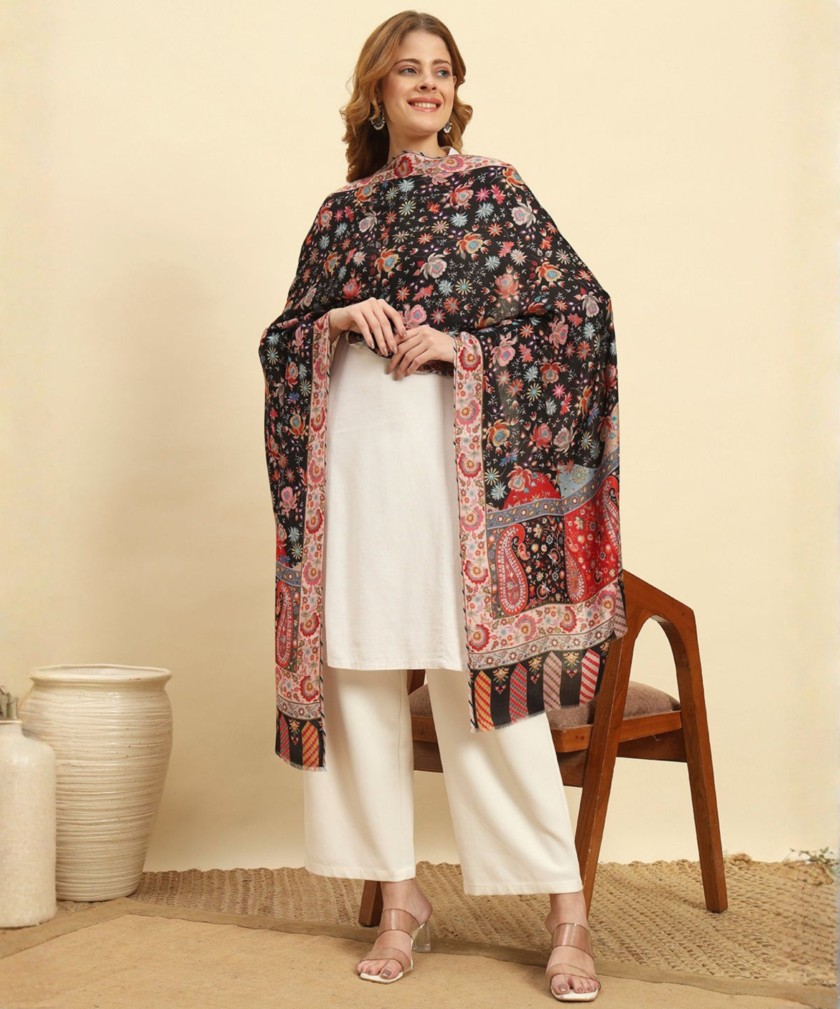 Kanidar- Floral Kashmiri Print Stole