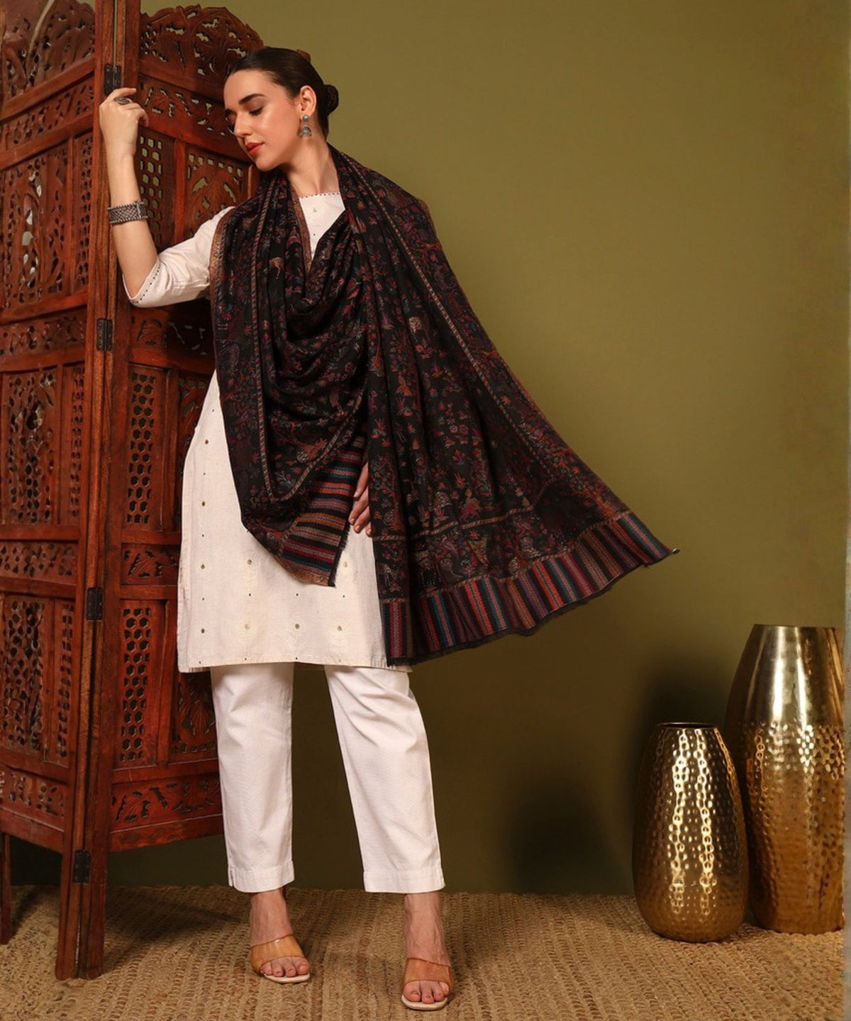 Kanidar- Women's Elegant Jungle Theme jall With Super Combination of Multi Pastels