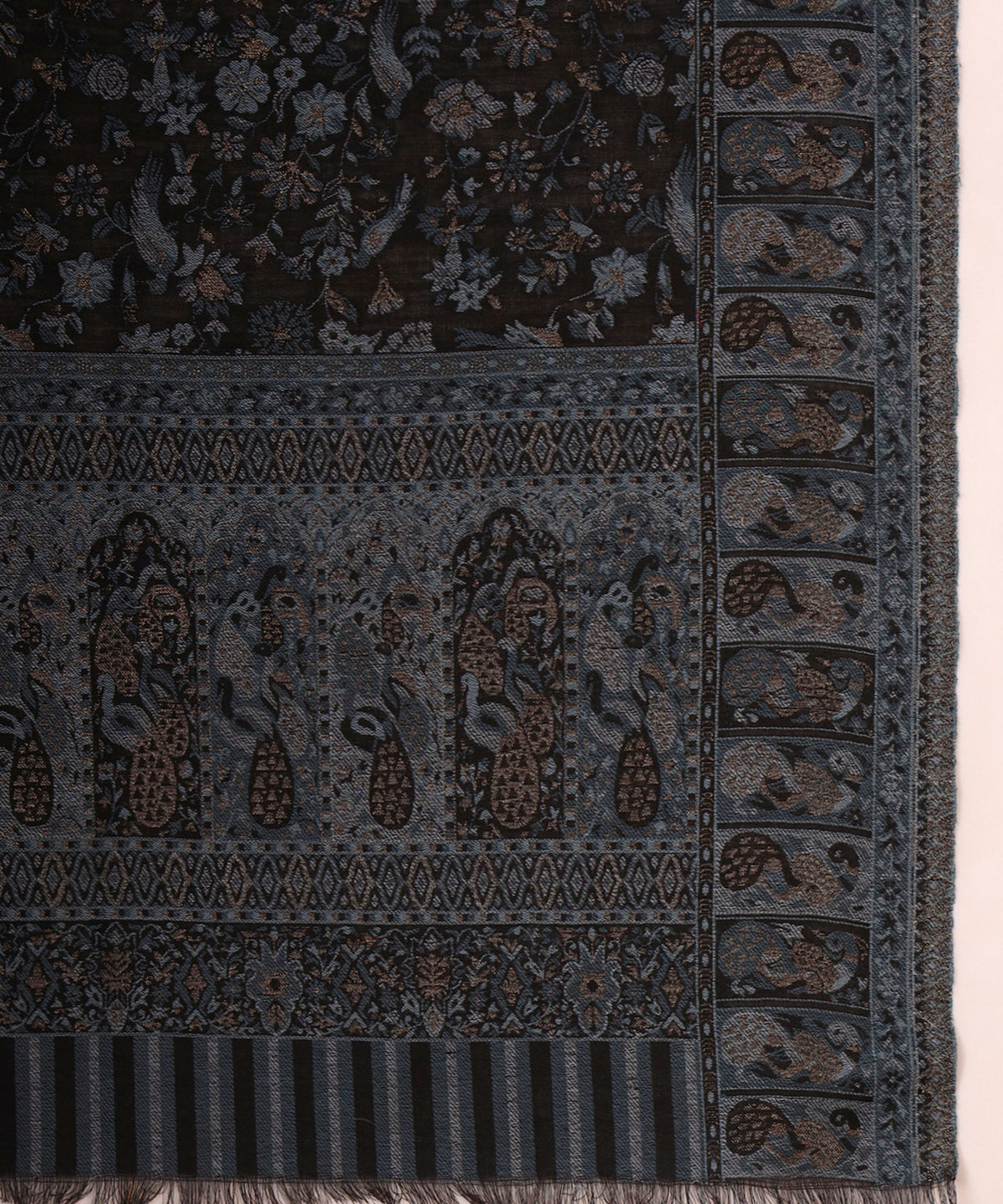Kanidar- Women's Antique Jamawar Shawl| Glorious Combinations of Prussian Blues