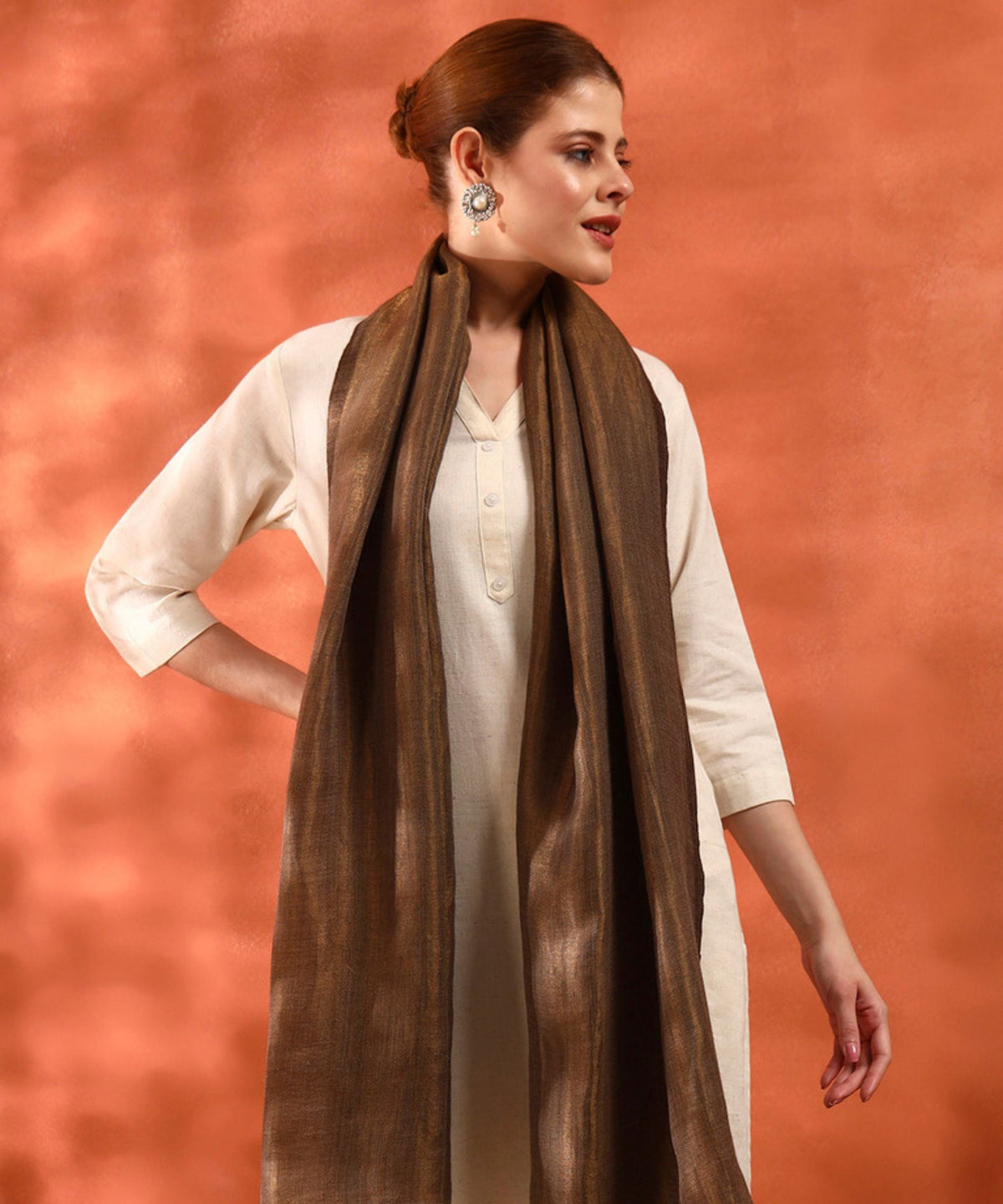 Kanidar- Women's Fine Wool Zari Reversible Moonlight Stole (Add box with additional cost)